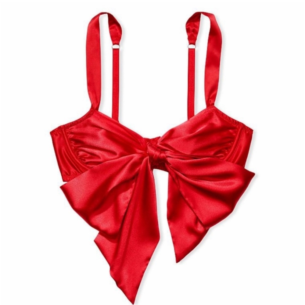 Victoria’s Secret Dream Angels Red Bow Balconet Bra Unlined Wired Sexy $60 NWT